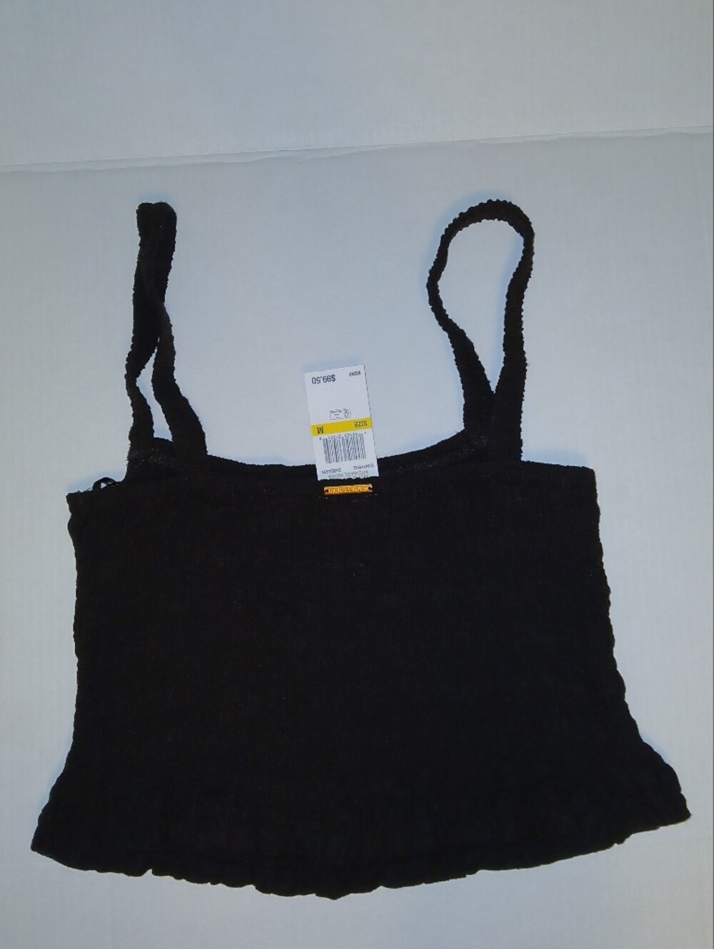 Michael Kors Linen Blend Smocked Square Neck Cami, Dark Brown/ Summer 26 piece - Picture 6 of 9